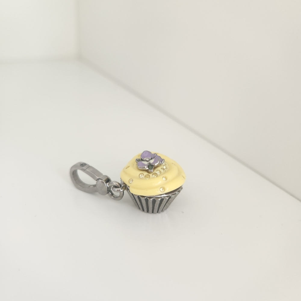 Cupcake Charm with Purple Flower Accent